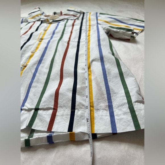 Bellerose Faraway Camp-Collar Cotton-Poplin Shirt Striped Size M Short Sleeve - Picture 5 of 8